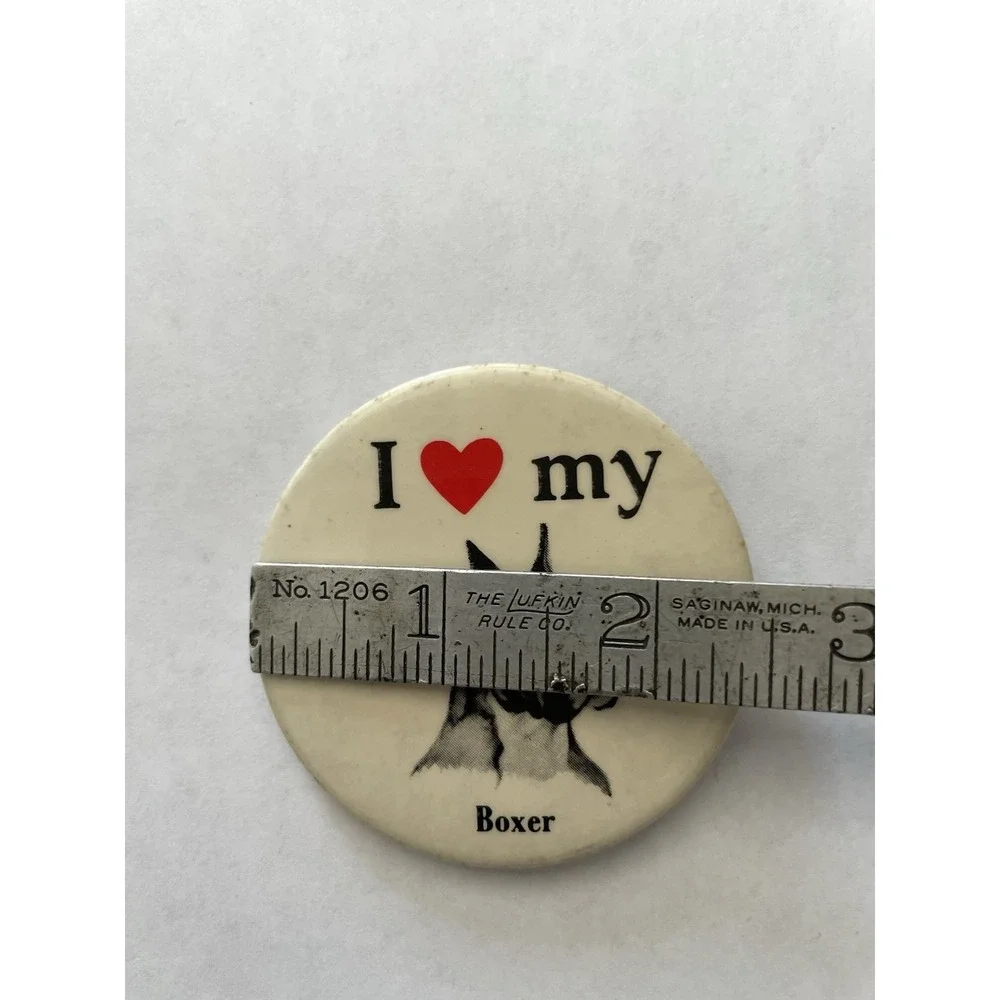 I Love My Boxer Dog Vintage 1980s Pinback Button